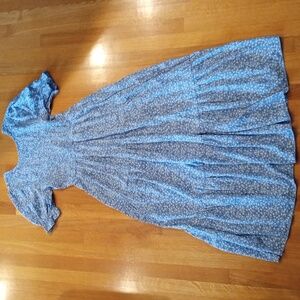 Floral Smocked Tiered Peasant Long Maxi Dress womens Medium